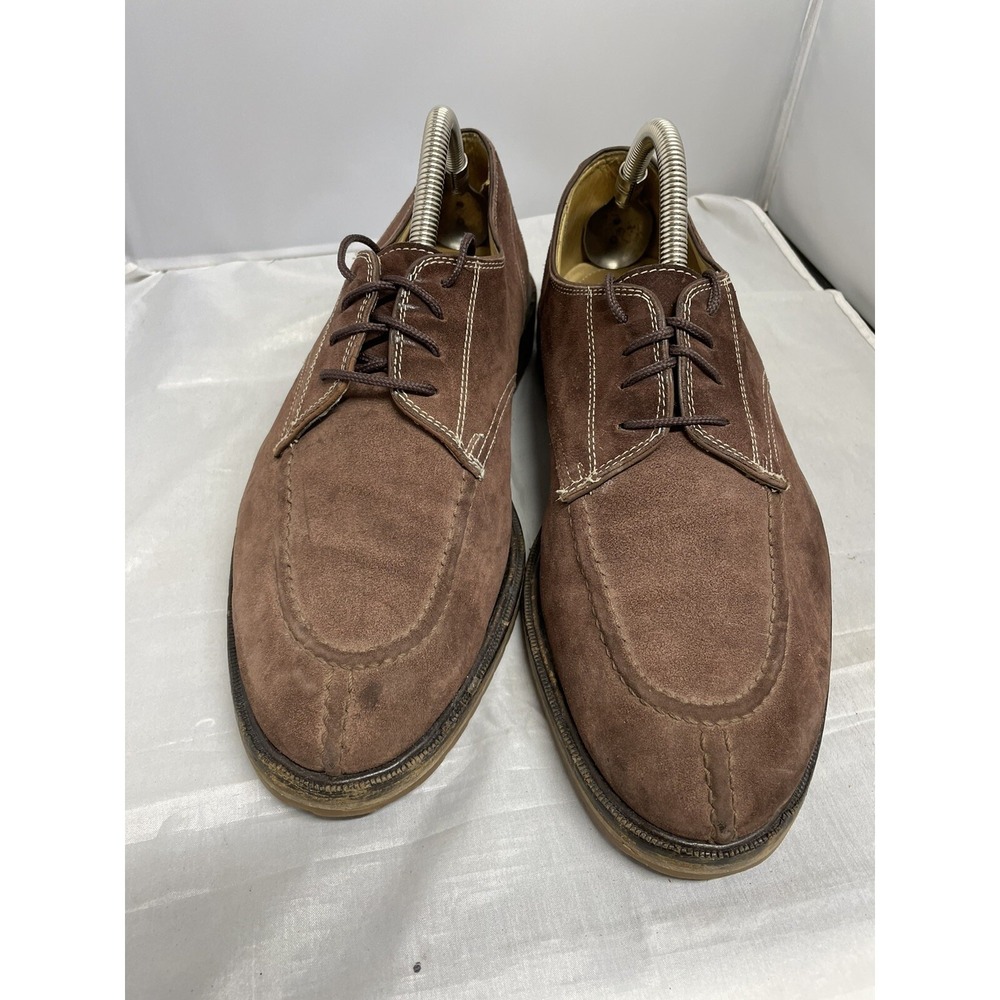 Zelli Moustache Clipper Brown Suede Split Toe Men's Oxfords Size 9.5W Italy